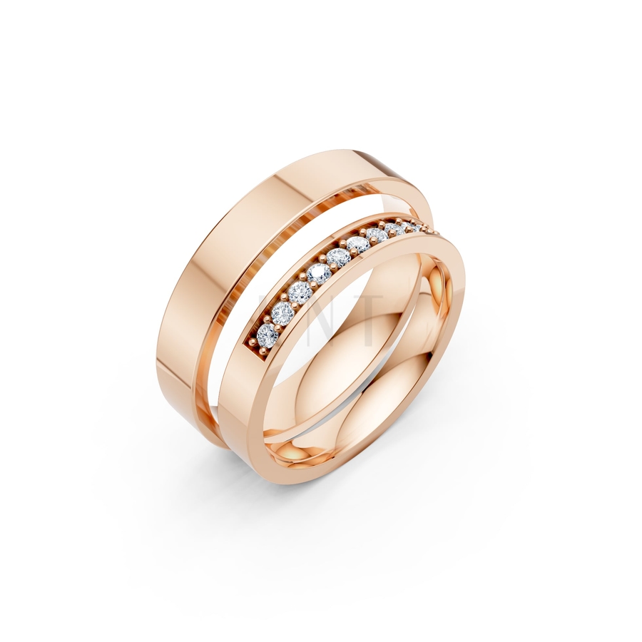 Nhẫn cưới H39 màu vàng hồng Rose Gold họa tiết ấn tượng, cá tính