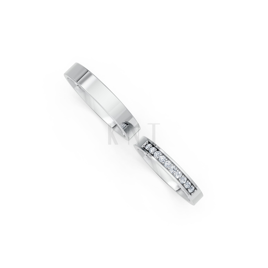 Nhẫn cưới H39 màu vàng trắng White Gold kiểu dáng cá tính, hiện đại