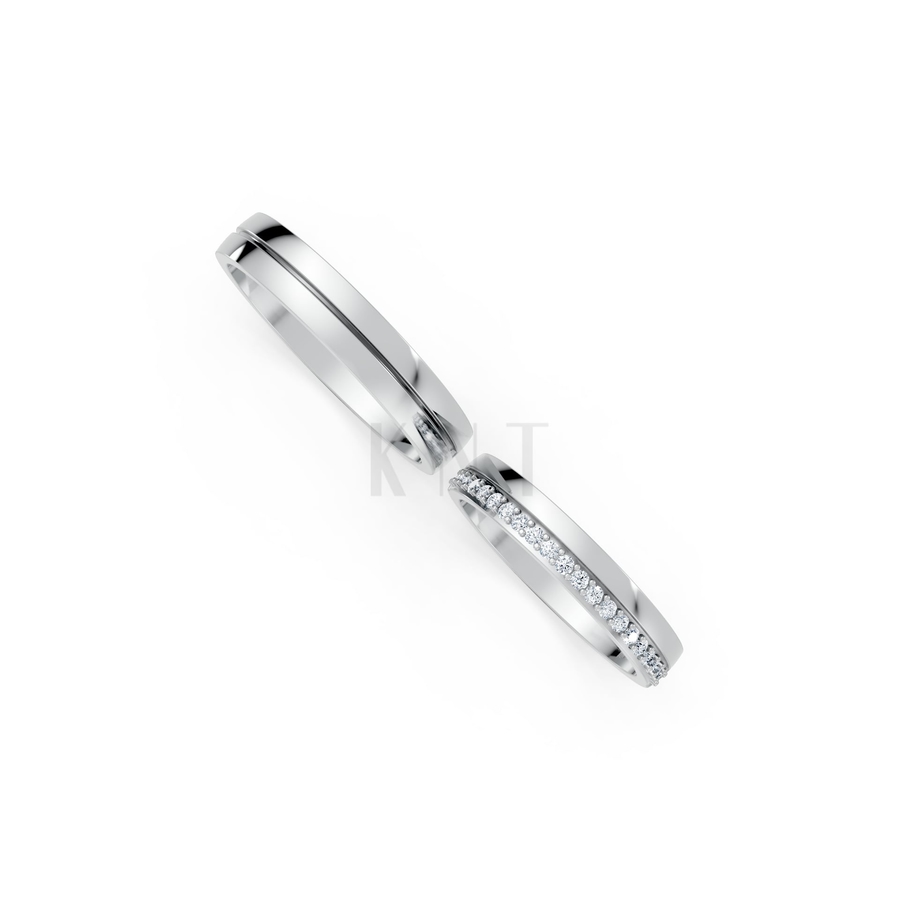 Nhẫn cưới H40 màu vàng trắng White Gold kiểu dáng cá tính, hiện đại