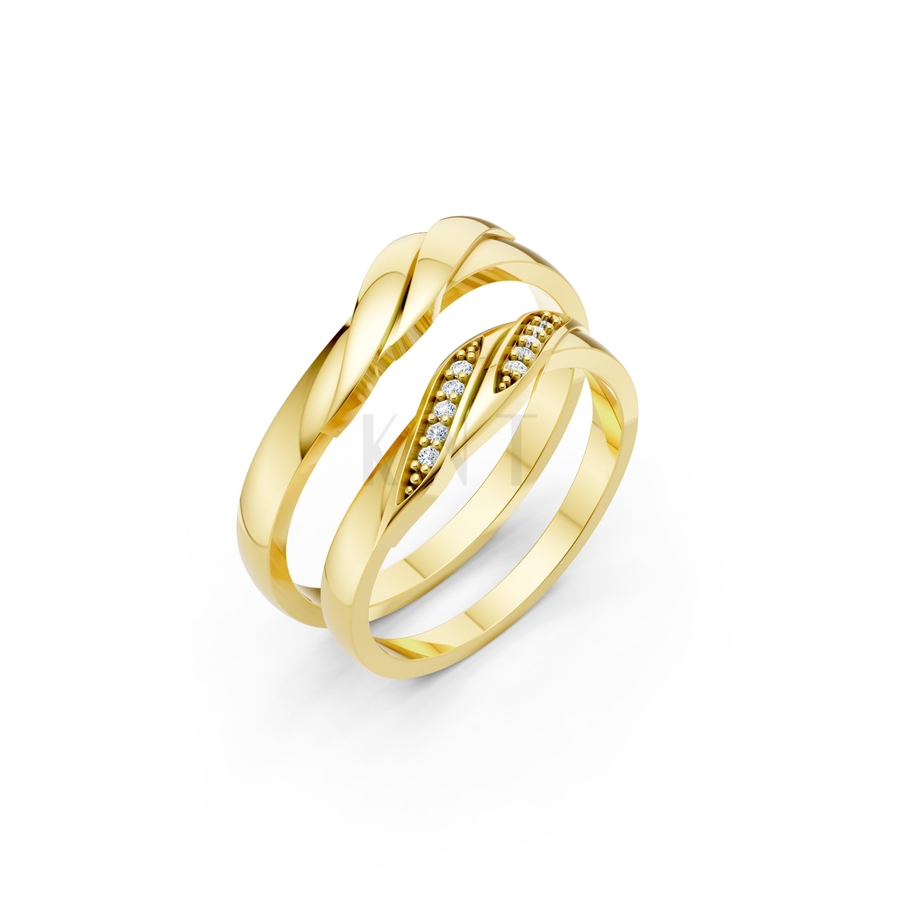 Nhẫn cưới H41 màu Vàng Gold thiết kế tinh tế, sang trọng