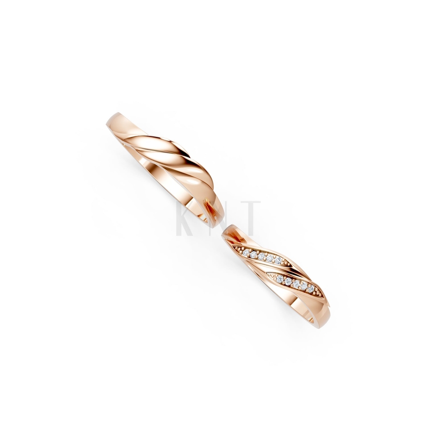 Nhẫn cưới H41 màu vàng hồng Rose Gold phong cách trẻ trung, nổi bật