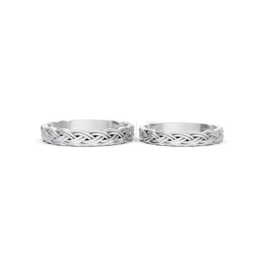 Nhẫn cưới H42 màu vàng trắng White Gold vàng sáng bóng, thiết kế trẻ trung