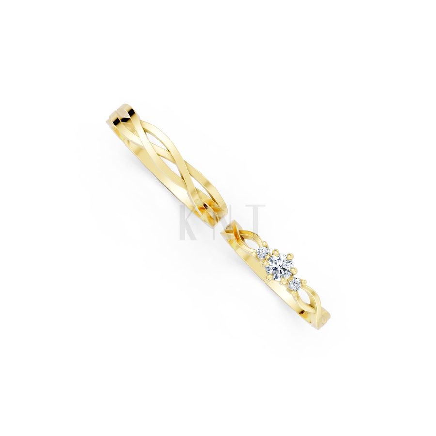 Nhẫn cưới H43 màu Vàng Gold thiết kế tinh xảo, độc đáo