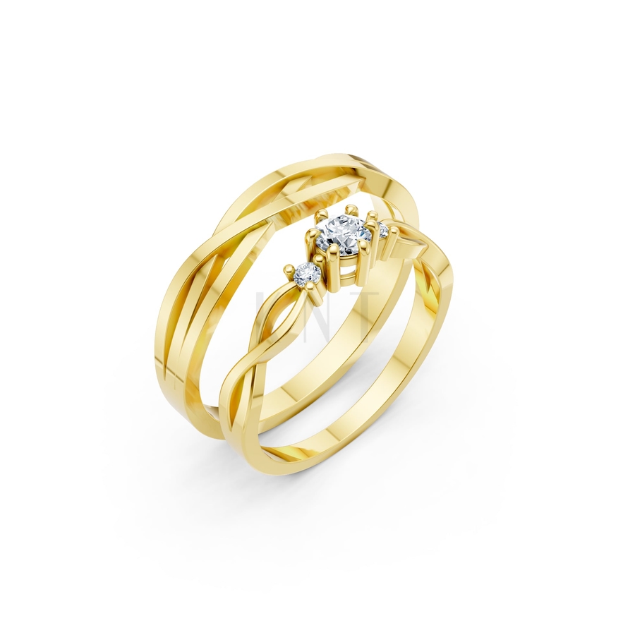 Nhẫn cưới H43 màu Vàng Gold thiết kế tinh tế, sang trọng