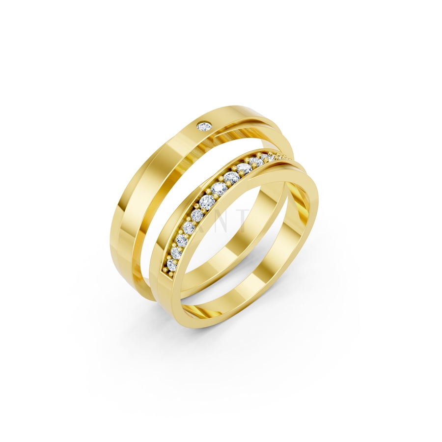 Nhẫn cưới H44 màu Vàng Gold thiết kế tinh tế, sang trọng