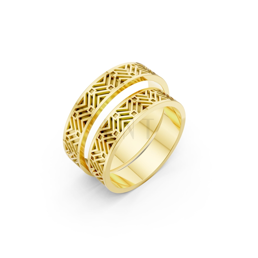 Nhẫn cưới H45 màu Vàng Gold thiết kế tinh tế, sang trọng