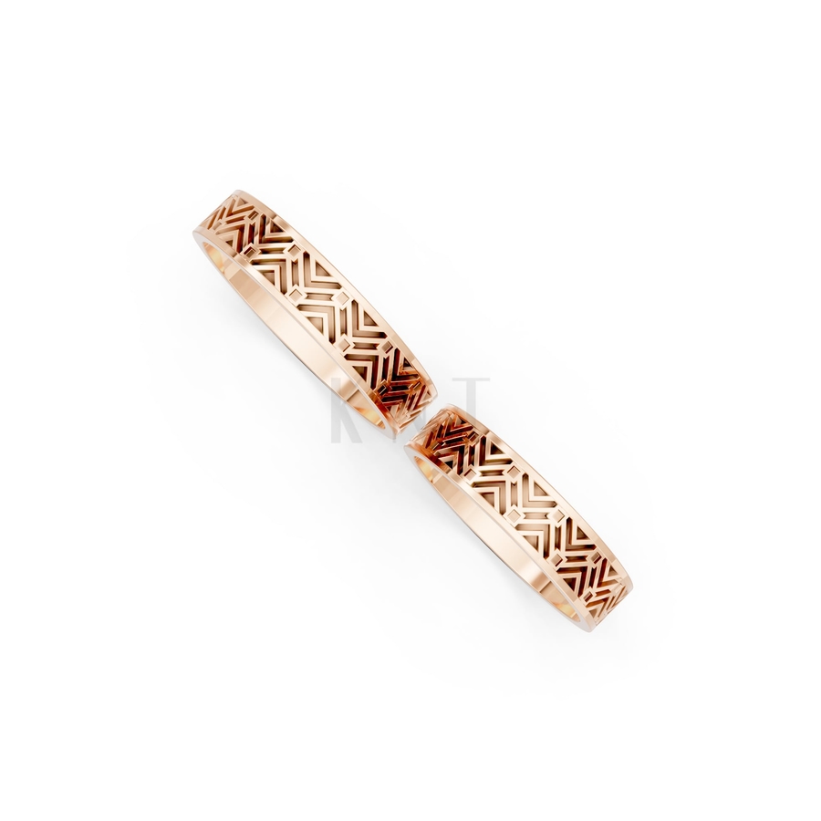 Nhẫn cưới H45 màu vàng hồng Rose Gold thiết kế đối xứng, phong cách, ấn tượng