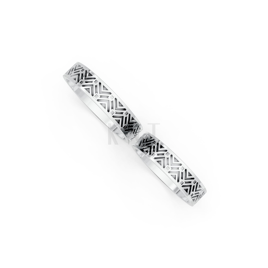 Nhẫn cưới H45 màu vàng trắng White Gold vàng sáng, đường nét sắc sảo, tinh tế