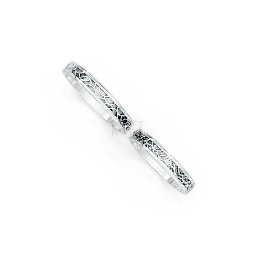 Nhẫn cưới H46 màu vàng trắng White Gold vàng sáng bóng, thiết kế trẻ trung