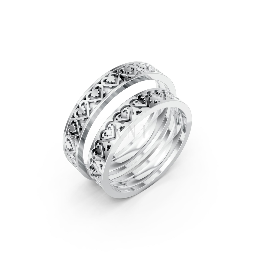 Nhẫn cưới H48 màu vàng trắng White Gold kiểu dáng hiện đại, nổi bật