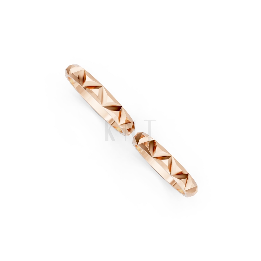 Nhẫn cưới H49 màu vàng hồng Rose Gold phong cách trẻ trung, nổi bật