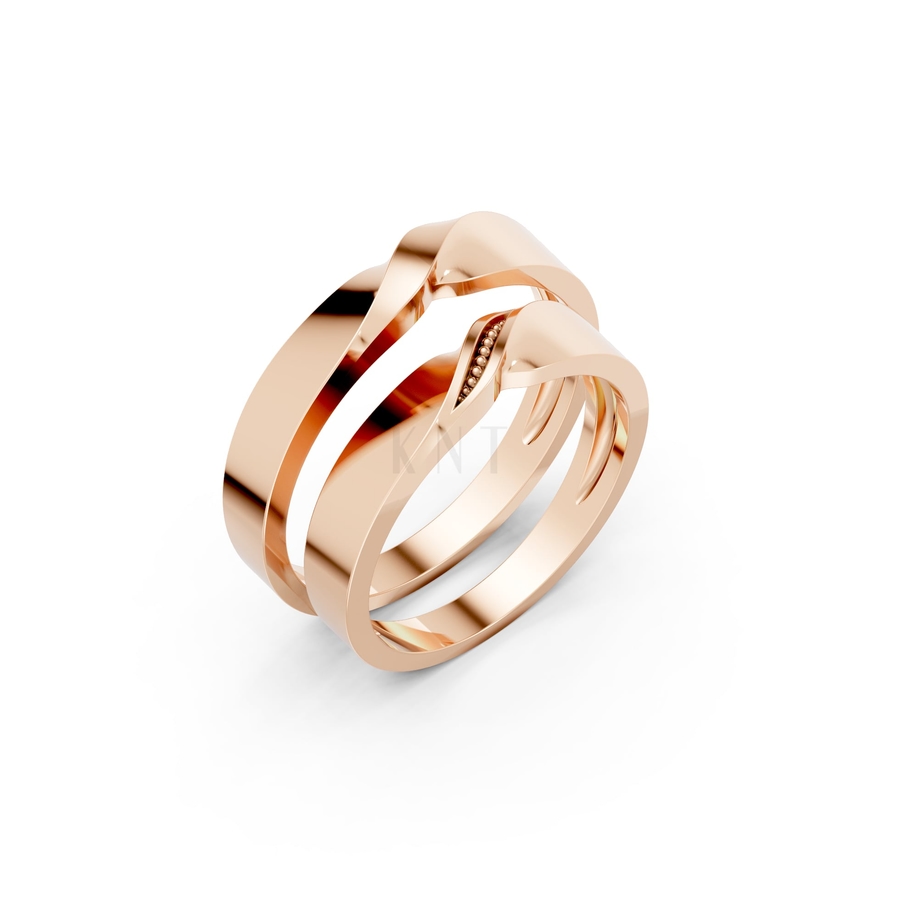Nhẫn cưới H50 màu vàng hồng Rose Gold họa tiết ấn tượng, cá tính
