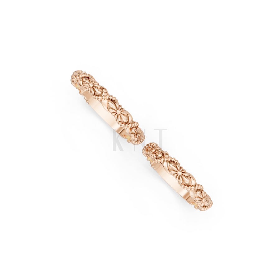 Nhẫn cưới H51 màu vàng hồng Rose Gold vàng đẹp, họa tiết hình học, độc đáo