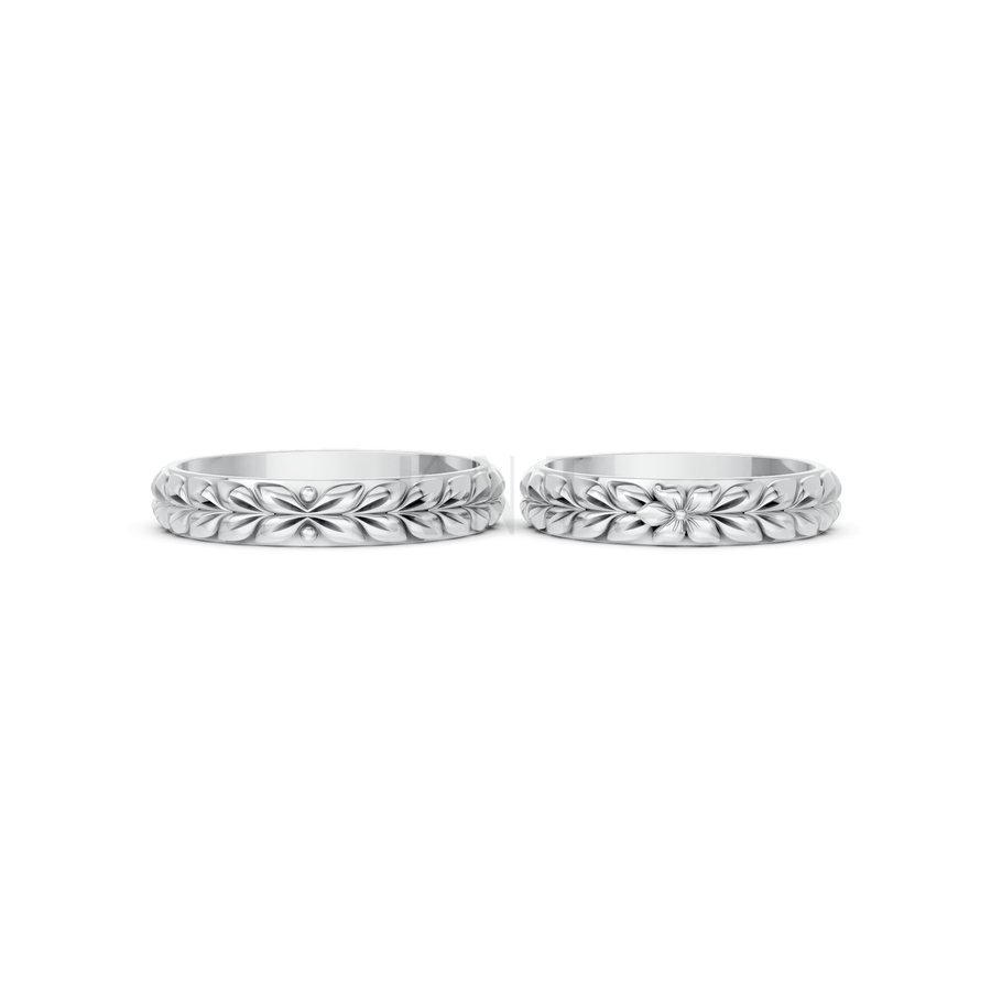 Nhẫn cưới H57 màu vàng trắng White Gold vàng sáng bóng, thiết kế trẻ trung