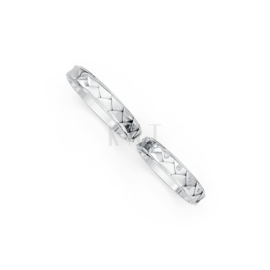 Nhẫn cưới H62 màu vàng trắng White Gold kiểu dáng cá tính, hiện đại