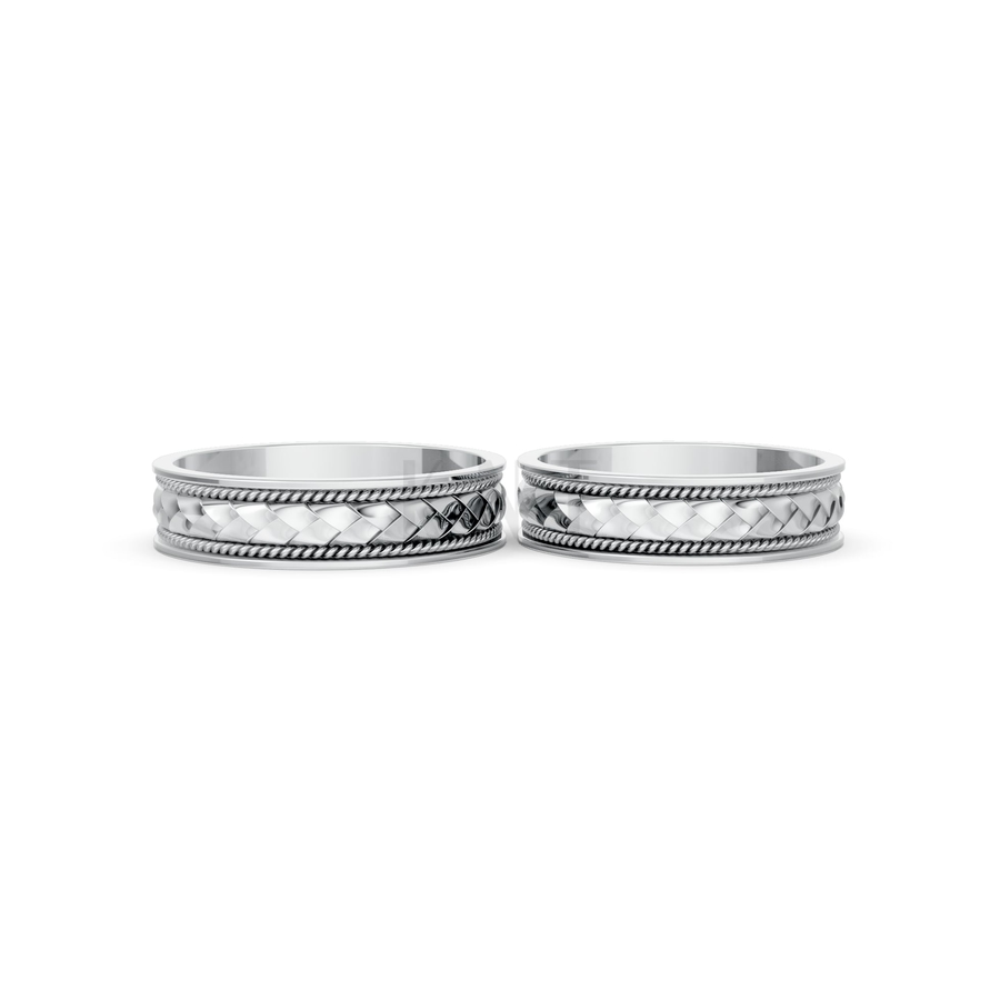 Nhẫn cưới H63 màu vàng trắng White Gold vàng sáng, đường nét sắc sảo, tinh tế
