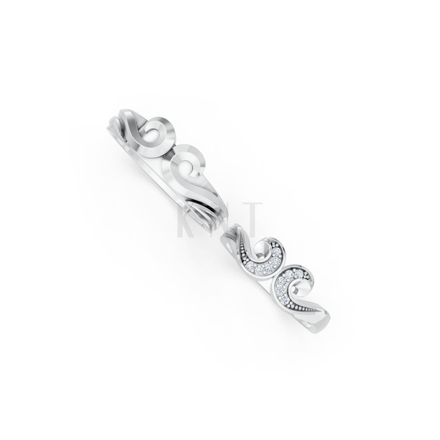 Nhẫn cưới H64 màu vàng trắng White Gold kiểu dáng cá tính, hiện đại