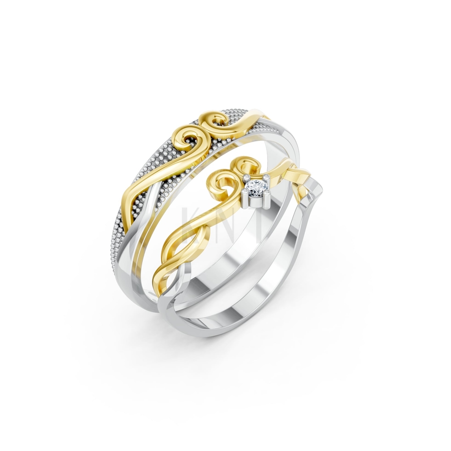Nhẫn cưới H66 phối màu Dual Color họa tiết ấn tượng, cá tính