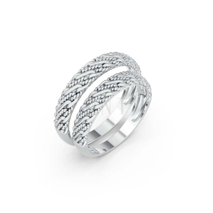 Nhẫn cưới H71 màu vàng trắng White Gold kiểu dáng hiện đại, nổi bật