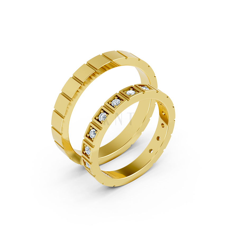 Nhẫn cưới H80 màu Vàng Gold thiết kế tinh tế, sang trọng