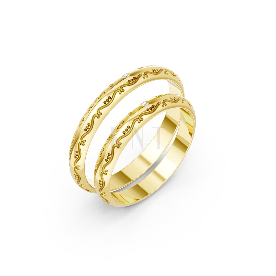 Nhẫn cưới kim cương H59 màu Vàng Gold thiết kế tinh tế, sang trọng