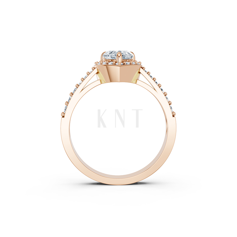 Nhẫn đính hôn R11 màu vàng hồng Rose Gold vàng đẹp, họa tiết hình học, độc đáo