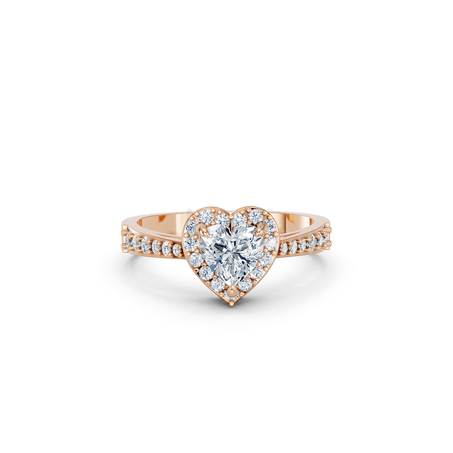 Nhẫn đính hôn R11 màu vàng hồng Rose Gold thiết kế đối xứng, phong cách, ấn tượng