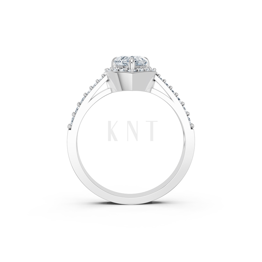 Nhẫn đính hôn R11 màu vàng trắng White Gold kiểu dáng cá tính, hiện đại