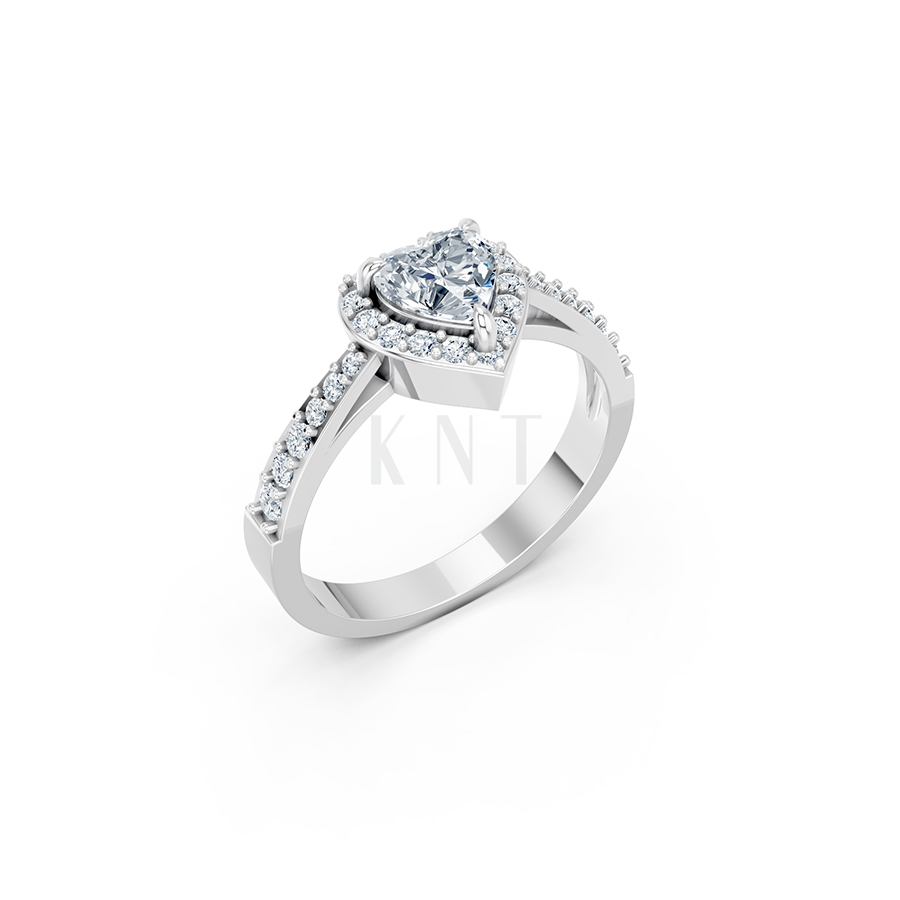 Nhẫn đính hôn R11 màu vàng trắng White Gold kiểu dáng hiện đại, nổi bật