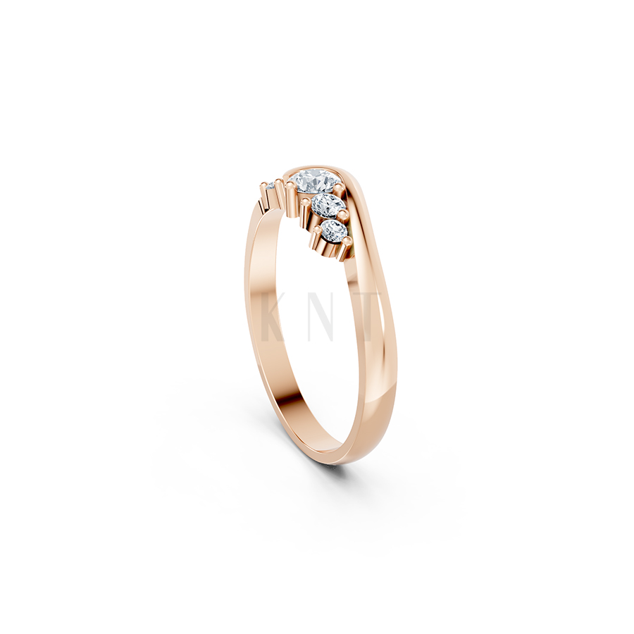Nhẫn đính hôn R17 màu vàng hồng Rose Gold cặp đôi, phong cách trẻ trung, nổi bật