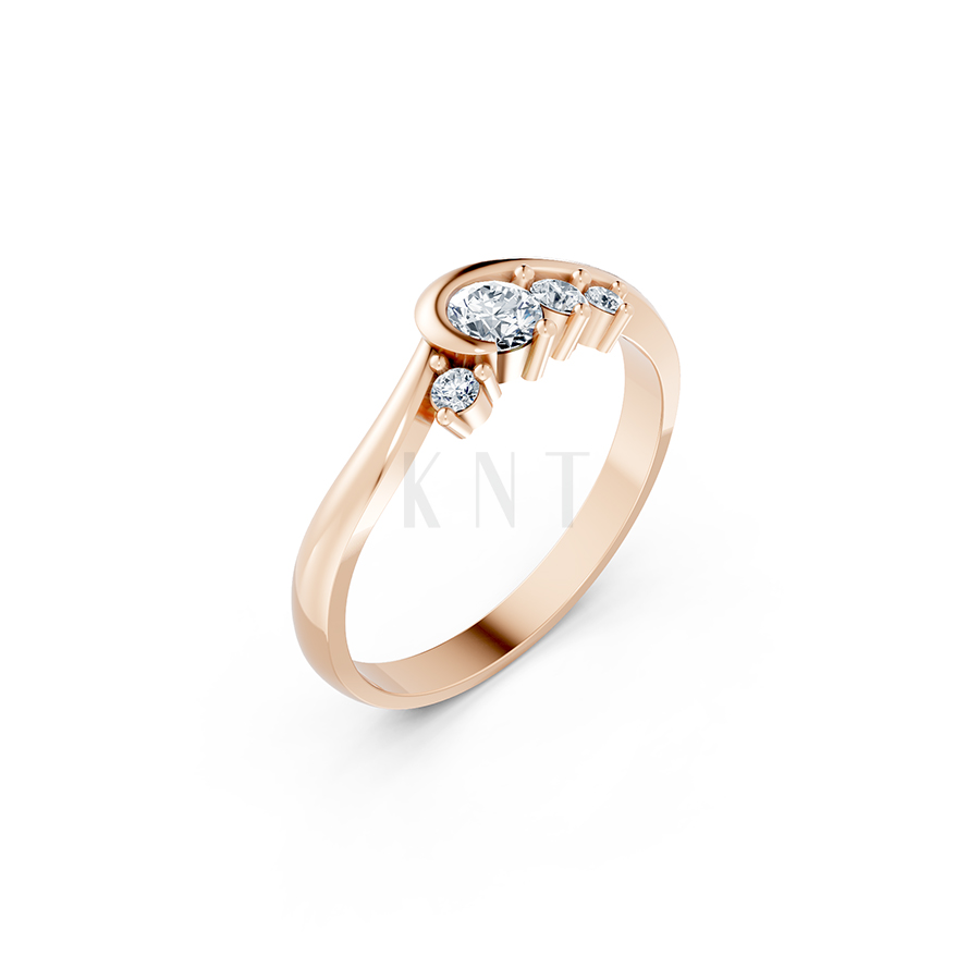 Nhẫn đính hôn R17 màu vàng hồng Rose Gold họa tiết ấn tượng, cá tính