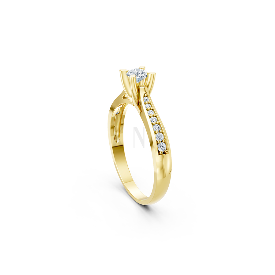 Nhẫn đính hôn R19 màu Vàng Gold thiết kế phá cách, sang trọng