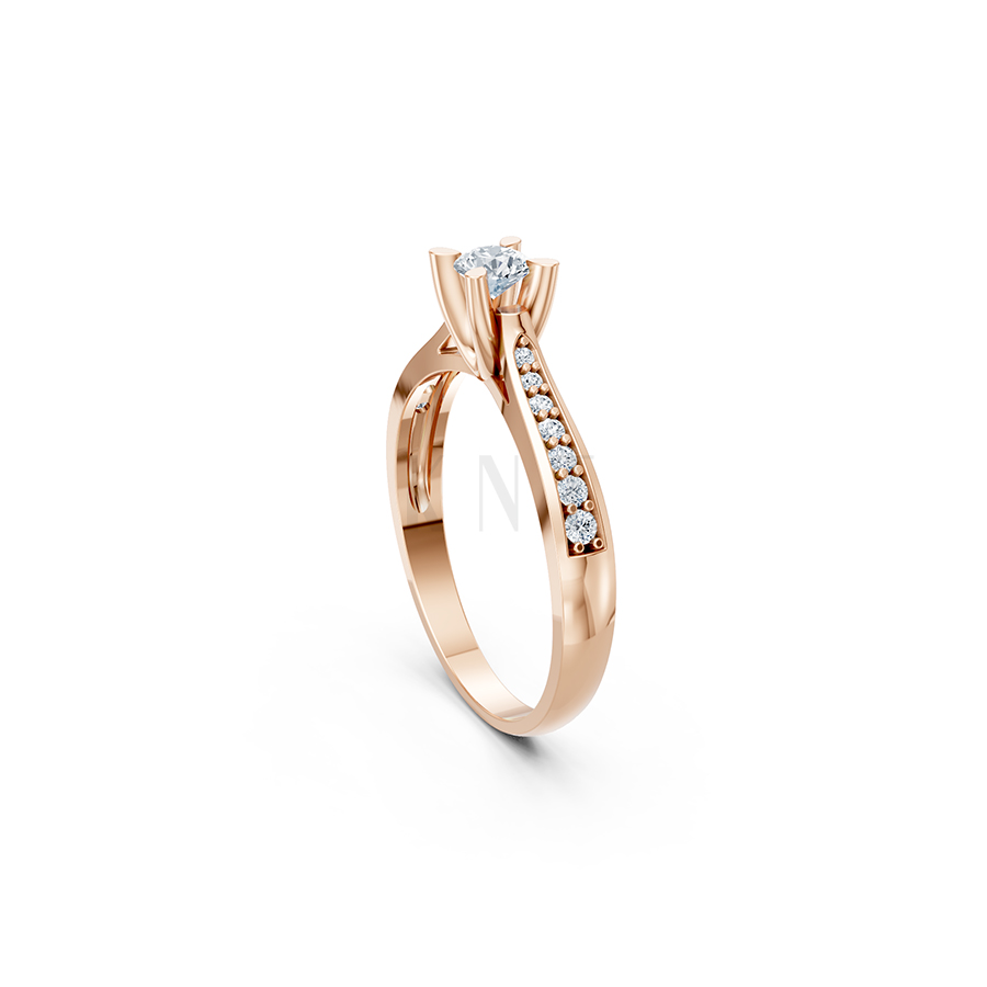 Nhẫn đính hôn R19 màu vàng hồng Rose Gold phong cách trẻ trung, nổi bật