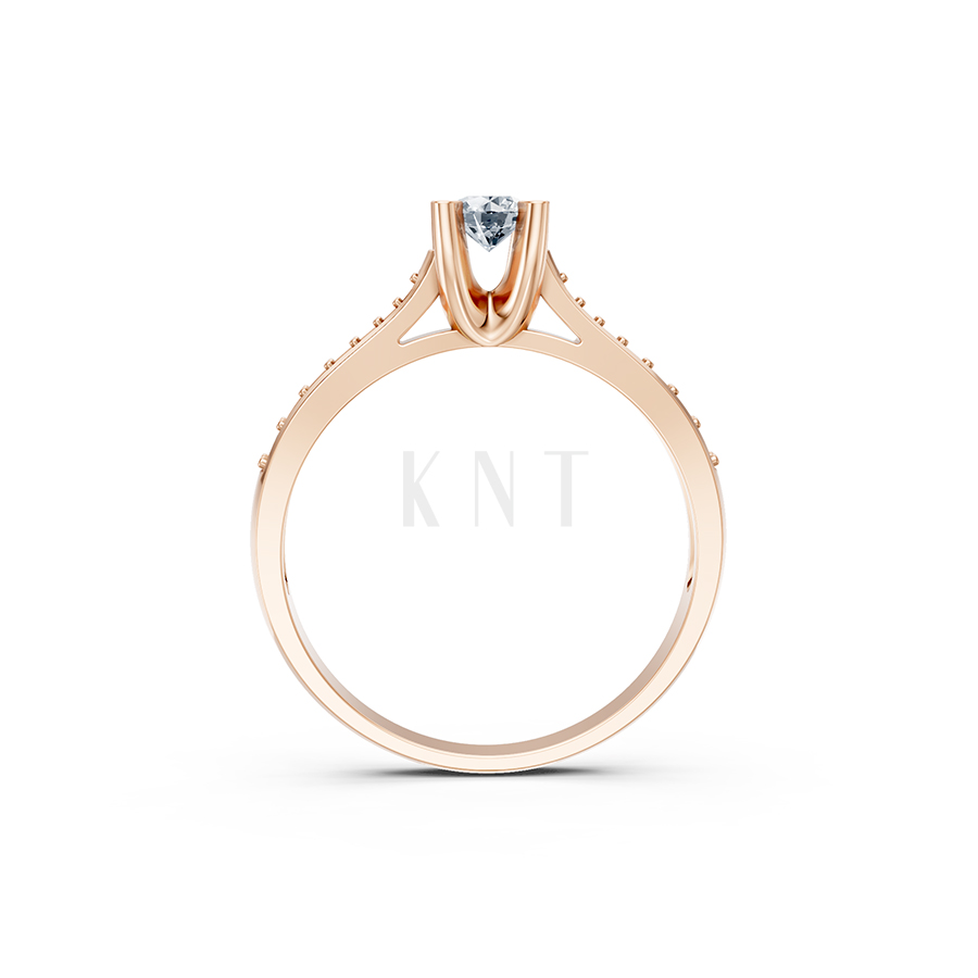 Nhẫn đính hôn R19 màu vàng hồng Rose Gold vàng đẹp, họa tiết hình học, độc đáo