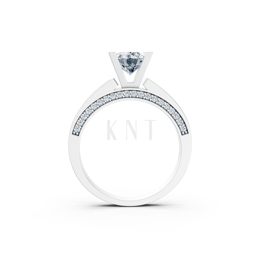 Nhẫn đính hôn R202 thiết kế solitaire đá chủ lớn sang trọng màu vàng trắng White Gold vàng sáng bóng, thiết kế trẻ trung