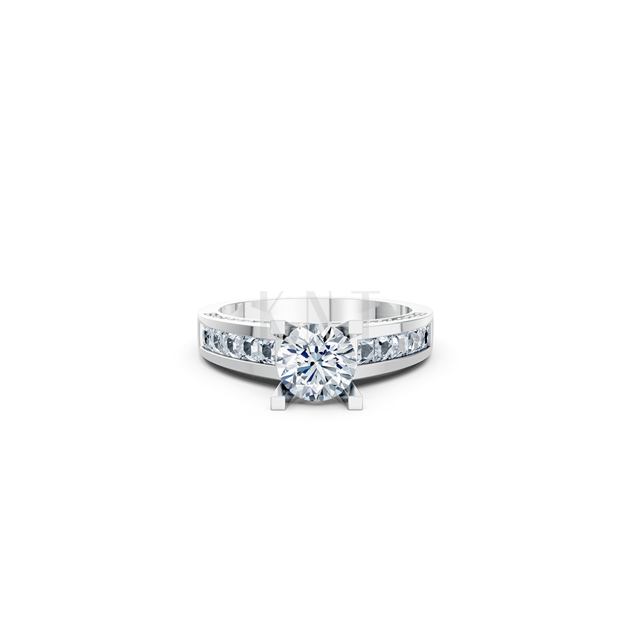 Nhẫn đính hôn R202 thiết kế solitaire đá chủ lớn sang trọng màu vàng trắng White Gold kiểu dáng cá tính, hiện đại