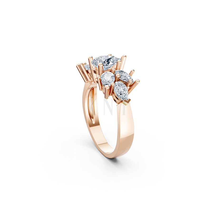 NHẪN ĐÍNH HÔN ĐÁ US - R211 - QUYẾN RŨ, QUÝ PHÁI màu vàng hồng Rose Gold cặp đôi, phong cách trẻ trung, nổi bật