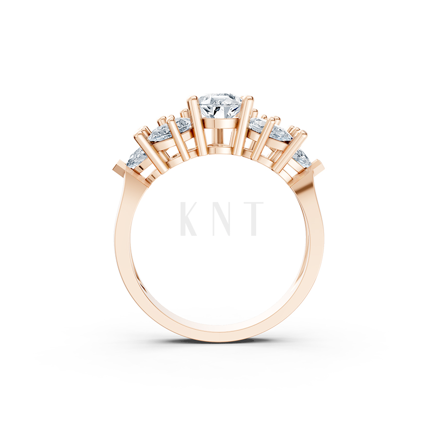 NHẪN ĐÍNH HÔN ĐÁ US - R211 - QUYẾN RŨ, QUÝ PHÁI màu vàng hồng Rose Gold thiết kế đối xứng, phong cách, ấn tượng