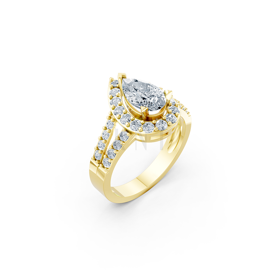 Nhẫn đính hôn R215 thiết kế đá chủ kiểu giọt nước hiện đại màu Vàng Gold thiết kế tinh tế, sang trọng