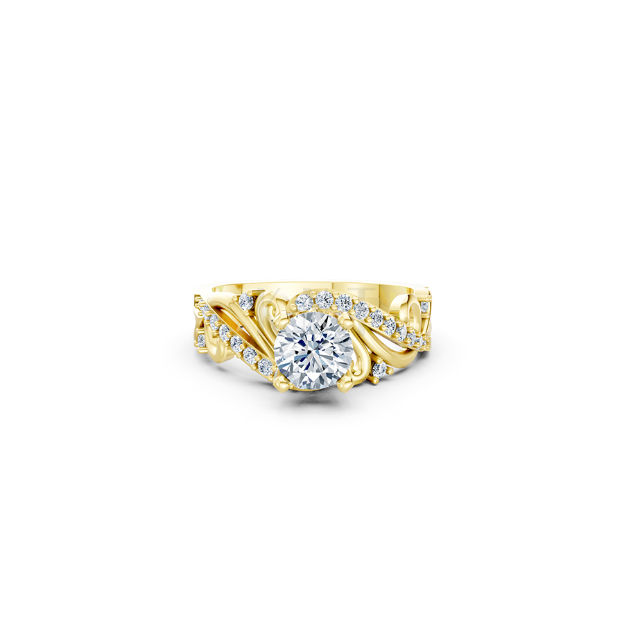 Nhẫn đính hôn R219 thiết kế cổ điển đính đá chủ lấp lánh màu Vàng Gold đính đá trắng, thiết kế phá cách, sang trọng