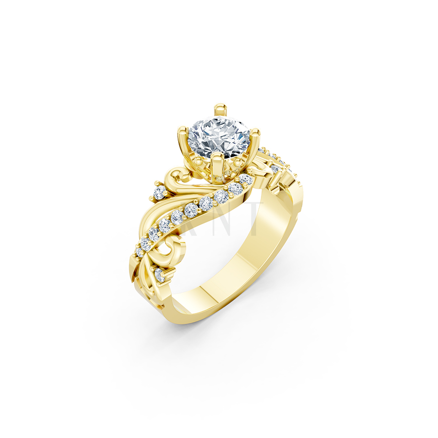 Nhẫn đính hôn R219 thiết kế cổ điển đính đá chủ lấp lánh màu Vàng Gold thiết kế tinh tế, sang trọng