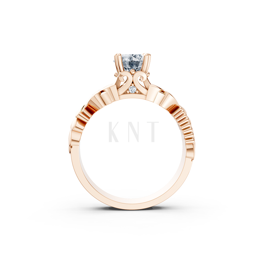 Nhẫn đính hôn R220 thiết kế hoa lá tinh xảo nổi bật nữ tính màu vàng hồng Rose Gold vàng đẹp, họa tiết hình học, độc đáo