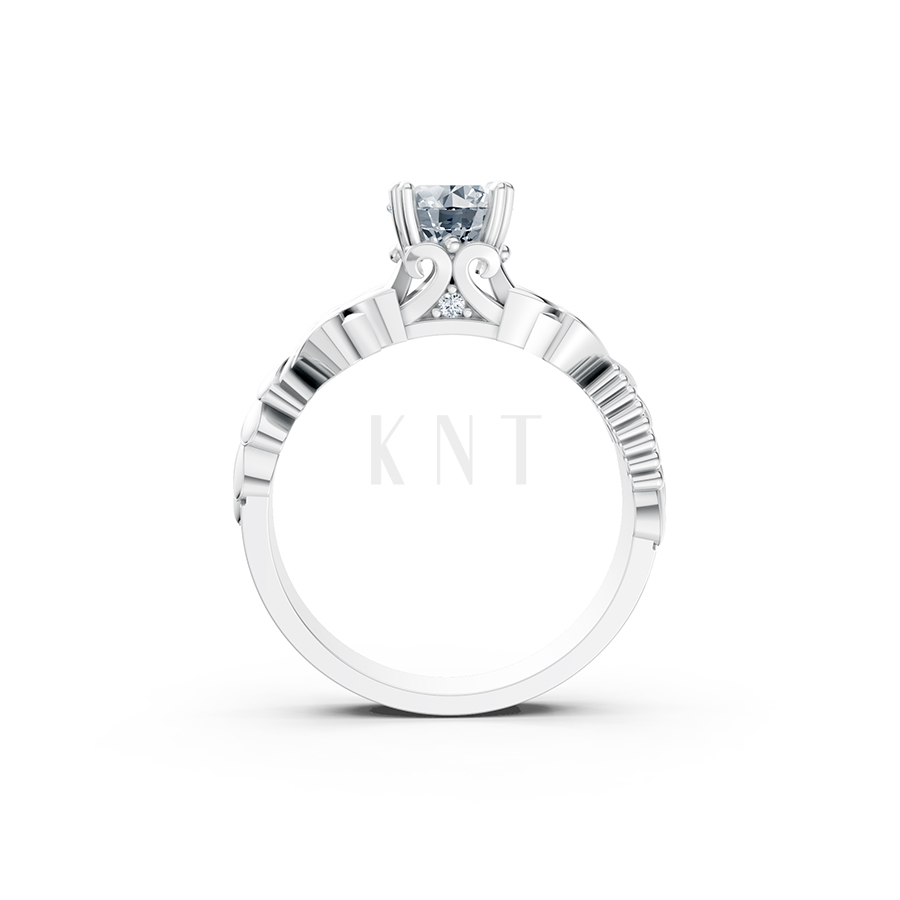 Nhẫn đính hôn R220 thiết kế hoa lá tinh xảo nổi bật nữ tính màu vàng trắng White Gold kiểu dáng cá tính, hiện đại