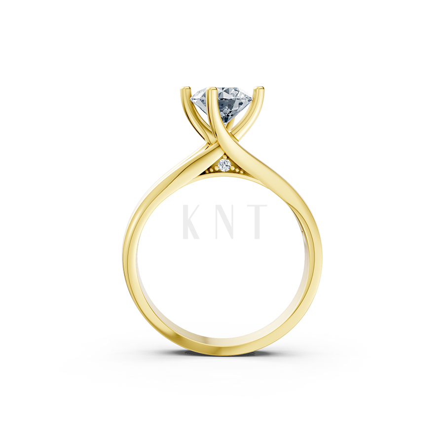 Nhẫn đính hôn đá US R225 kiểu dáng hiện đại, mặt đá lớn màu Vàng Gold vàng 10K/14K/18K/607 đính đá nhỏ, thanh lịch