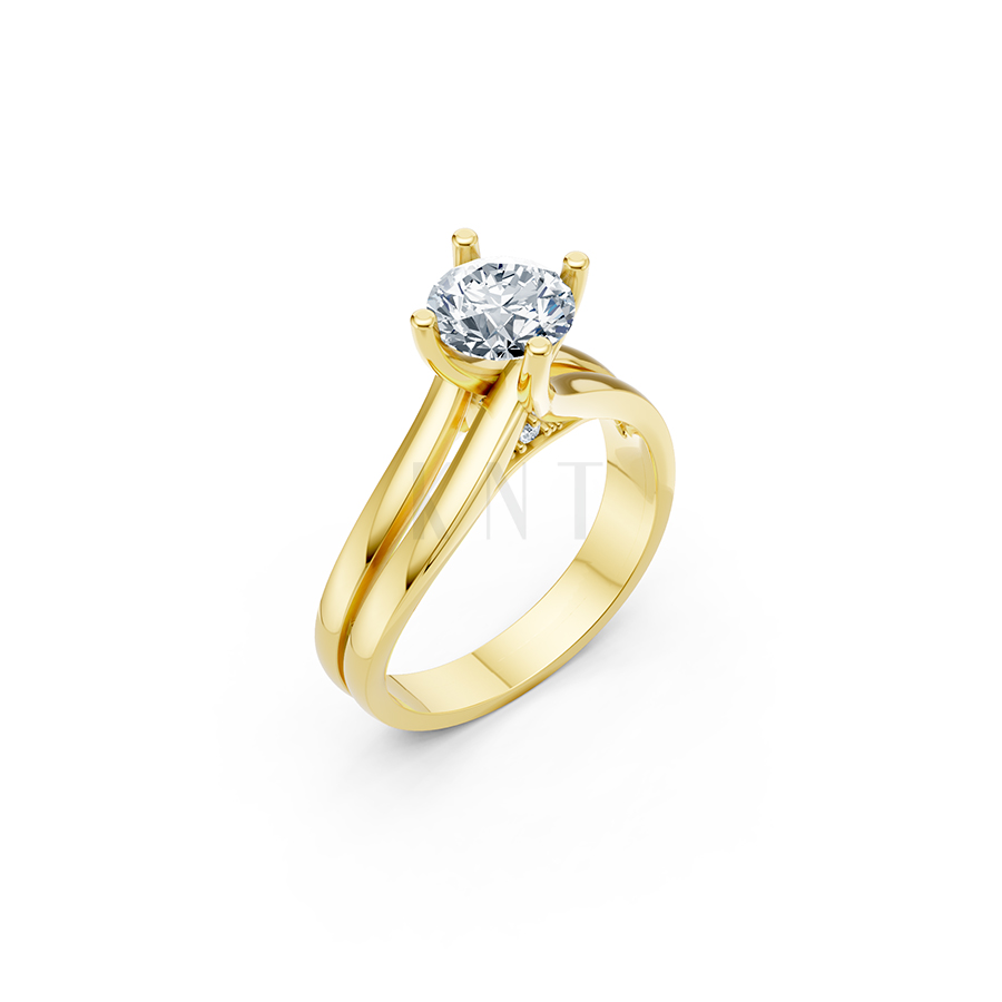 Nhẫn đính hôn đá US R225 kiểu dáng hiện đại, mặt đá lớn màu Vàng Gold thiết kế tinh tế, sang trọng