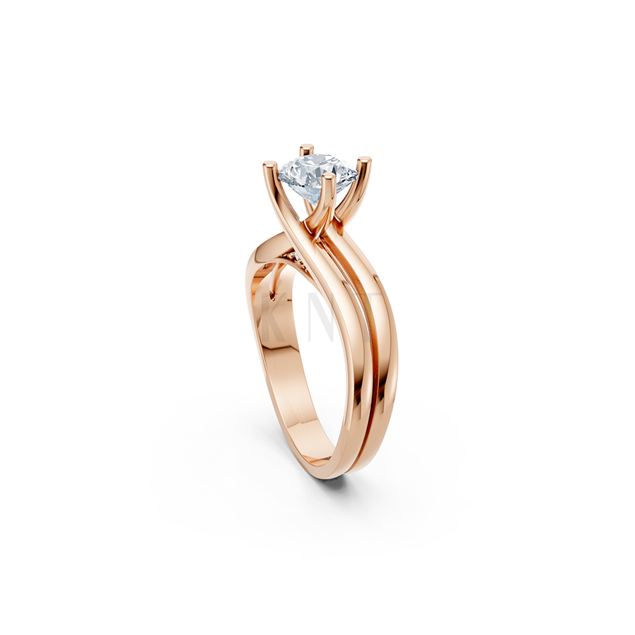 Nhẫn đính hôn đá US R225 kiểu dáng hiện đại, mặt đá lớn màu vàng hồng Rose Gold cặp đôi, phong cách trẻ trung, nổi bật