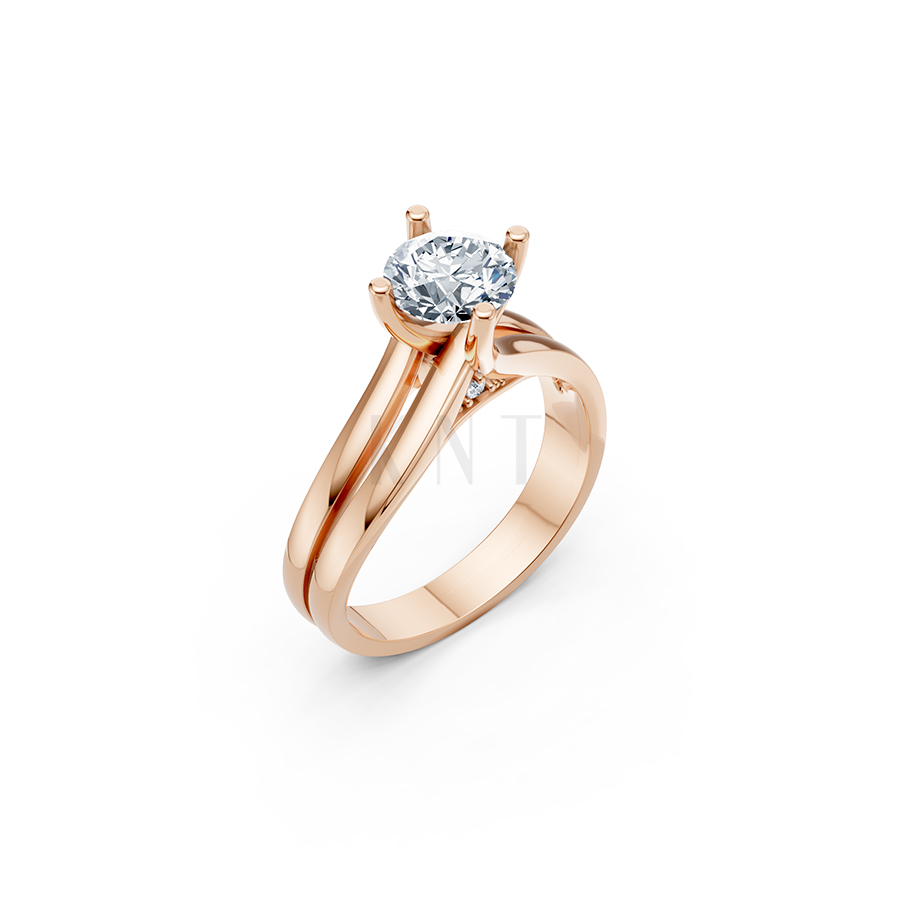 Nhẫn đính hôn đá US R225 kiểu dáng hiện đại, mặt đá lớn màu vàng hồng Rose Gold họa tiết ấn tượng, cá tính
