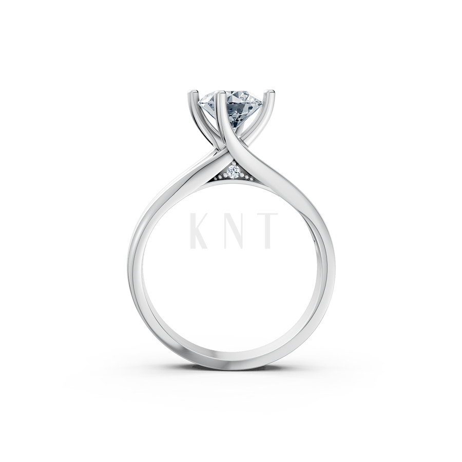 Nhẫn đính hôn đá US R225 kiểu dáng hiện đại, mặt đá lớn màu vàng trắng White Gold kiểu dáng cá tính, hiện đại