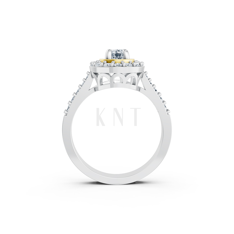 Nhẫn đính hôn đá US R227 ổ tròn hai tầng đá rực rỡ phối màu Dual Color thiết kế đối xứng, phong cách, ấn tượng