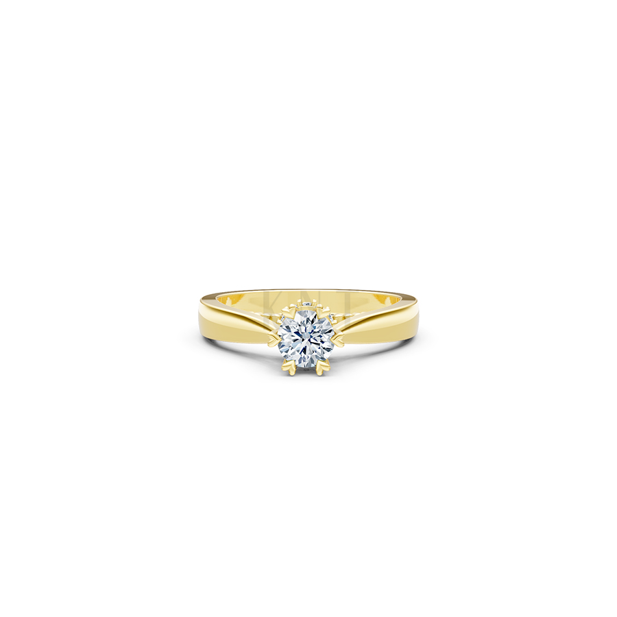 Nhẫn đính hôn đá US R230 thiết kế solitaire sang trọng màu Vàng Gold mặt nhẫn chạm khắc tinh xảo, độc đáo